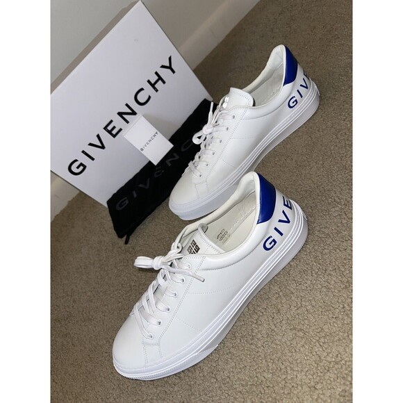 $675 Givenchy City Sport Rear Logo Print Sneakers - WHT/BLUE - 45/12 - NWB - Picture 1 of 8